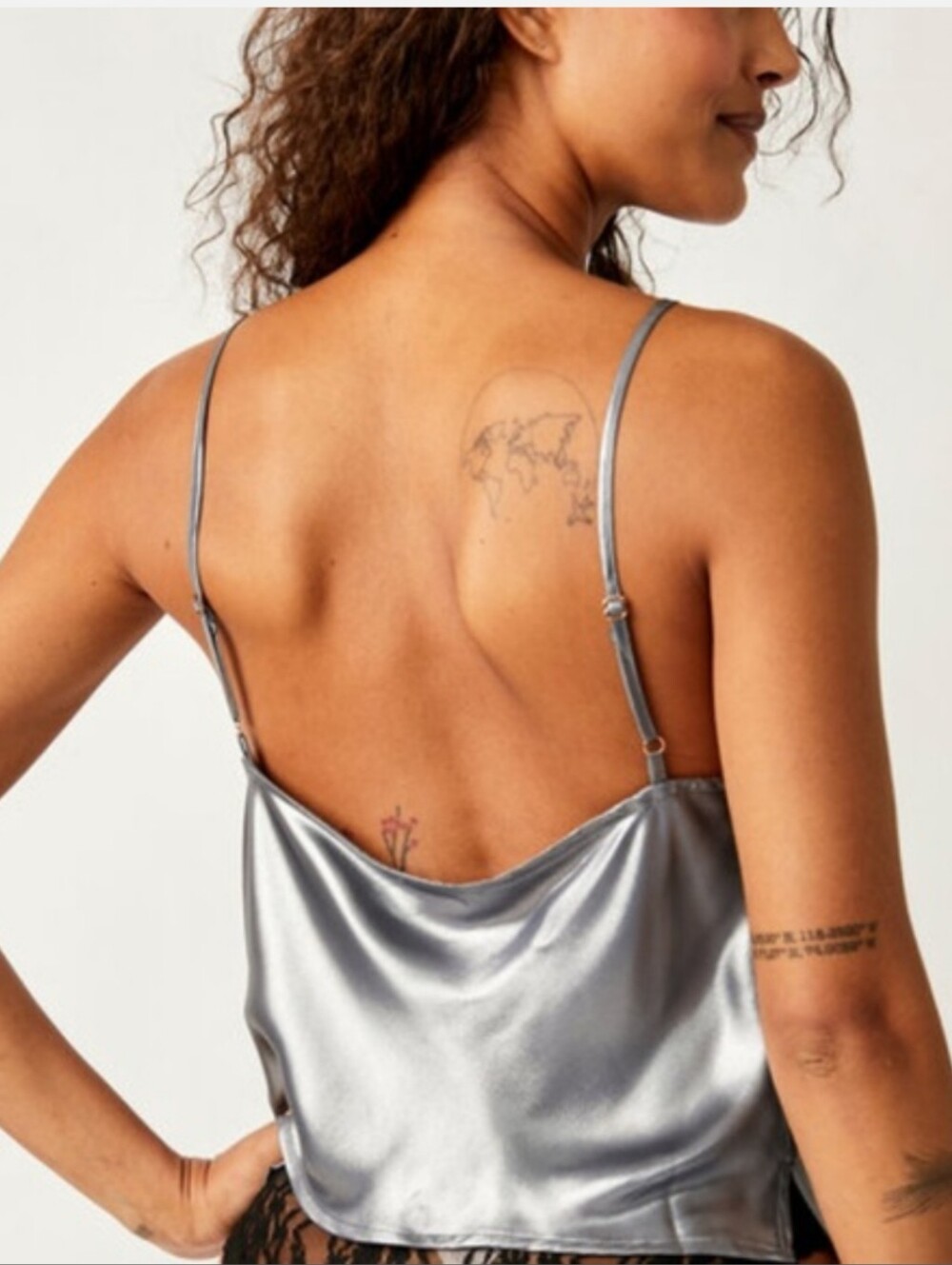 NWT Free People x Intimately FP Sunset Shimmer Woven Cami Silver Women's Large - Picture 3 of 10
